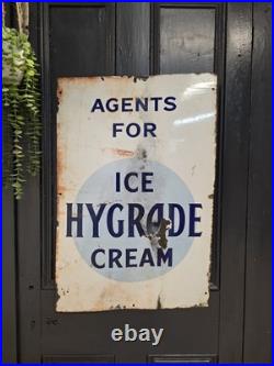 Vintage Original Hygrade Ice Cream Enamel Advertising Sign 30 x 20 inches