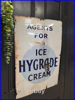 Vintage Original Hygrade Ice Cream Enamel Advertising Sign 30 x 20 inches