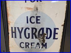 Vintage Original Hygrade Ice Cream Enamel Advertising Sign 30 x 20 inches