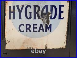 Vintage Original Hygrade Ice Cream Enamel Advertising Sign 30 x 20 inches
