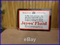 Vintage Original Large Enamel Sign Jeyes Fluid