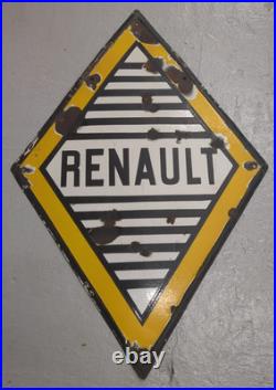 Vintage Original Large Enamel Steel, Renault Sign 117x79.5Cm