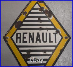 Vintage Original Large Enamel Steel, Renault Sign 117x79.5Cm
