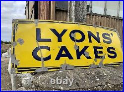 Vintage Original Large Lyons Cake Enamel Sign