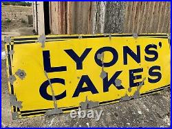 Vintage Original Large Lyons Cake Enamel Sign