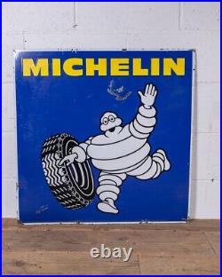 Vintage Original Michelin Enamel Sign Double Sided