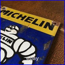 Vintage Original Michelin Tyre Services Enamel On Steel Sign 10x8