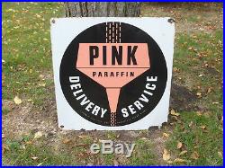 Vintage Original Pink Paraffin Enamel Sign