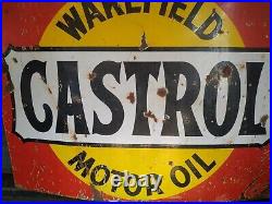 Vintage Original Porcelain Enamel Ad Sign Castrol Wakefield Motor Oil 36 X 48