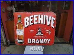 Vintage Original Porcelain Enamel Sign Beehive Brandy Seward Co Bordeaux France