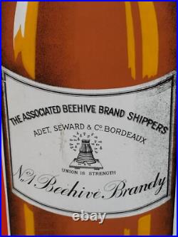 Vintage Original Porcelain Enamel Sign Beehive Brandy Seward Co Bordeaux France