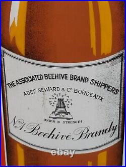 Vintage Original Porcelain Enamel Sign Beehive Brandy Seward Co Bordeaux France