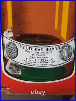 Vintage Original Porcelain Enamel Sign Beehive Brandy Seward Co Bordeaux France