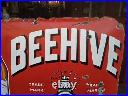 Vintage Original Porcelain Enamel Sign Beehive Brandy Seward Co Bordeaux France