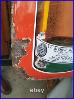 Vintage Original Porcelain Enamel Sign Beehive Brandy Seward Co Bordeaux France