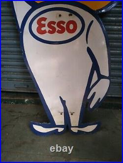 Vintage Original Porcelain Enamel Sign Esso Casper Cutout Gas Station 5.7 Feet