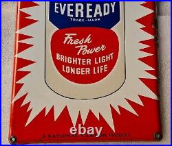 Vintage Original Porcelain Enamel Sign Eveready Batteries National Carbon 1940