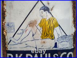 Vintage Original Porcelain Enamel Sign Iodolein Pain Balm For Pain & Wounds 1940
