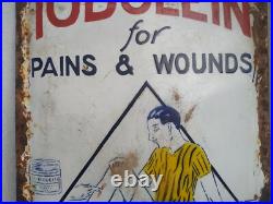 Vintage Original Porcelain Enamel Sign Iodolein Pain Balm For Pain & Wounds 1940