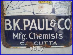 Vintage Original Porcelain Enamel Sign Iodolein Pain Balm For Pain & Wounds 1940