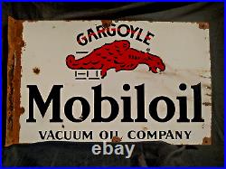 Vintage Original Porcelain Enamel Sign Mobil Oil Gargoyle Vacuum Oil Company