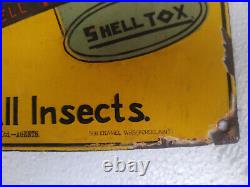 Vintage Original Porcelain Enamel Sign Shell Tox For Death Of Insects Oil 1930