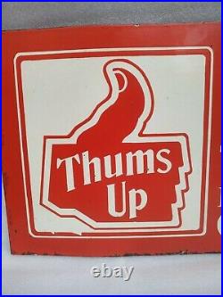 Vintage Original Porcelain Enamel Sign Thums Up The Refreshing Cola Drink Sign