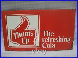 Vintage Original Porcelain Enamel Sign Thums Up The Refreshing Cola Drink Sign