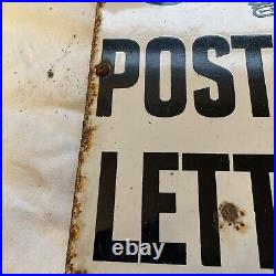 Vintage Original Post Office Letter Box Enamel Sign on Door