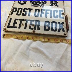 Vintage Original Post Office Letter Box Enamel Sign on Door