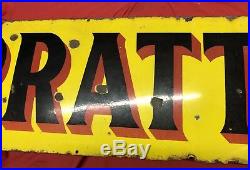 Vintage Original Pratts Enamel Sign Garage Petroleum