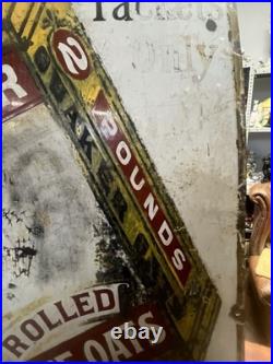 Vintage Original Rare Large Ohio USA Quaker Rolled White Oats Enamel Sign 42x24