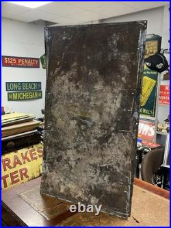 Vintage Original Rare Large Ohio USA Quaker Rolled White Oats Enamel Sign 42x24
