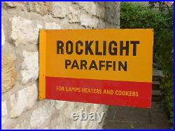 Vintage Original Rocklight Paraffin Enamel Sign. Double Sided