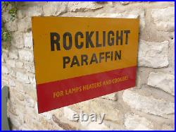Vintage Original Rocklight Paraffin Enamel Sign. Double Sided