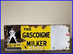 Vintage Original THE GASCOIGNE MILKER Enamel Advertising Sign Barn Salvage Vintage Original THE GASCOIGNE MILKER Enamel Advertising Sign Barn Salvage