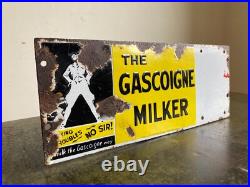 Vintage Original THE GASCOIGNE MILKER Enamel Advertising Sign Barn Salvage Vintage Original THE GASCOIGNE MILKER Enamel Advertising Sign Barn Salvage