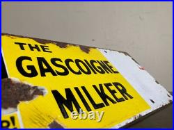 Vintage Original THE GASCOIGNE MILKER Enamel Advertising Sign Barn Salvage Vintage Original THE GASCOIGNE MILKER Enamel Advertising Sign Barn Salvage