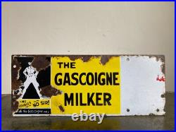 Vintage Original THE GASCOIGNE MILKER Enamel Advertising Sign Barn Salvage Vintage Original THE GASCOIGNE MILKER Enamel Advertising Sign Barn Salvage