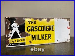 Vintage Original THE GASCOIGNE MILKER Enamel Advertising Sign Barn Salvage Vintage Original THE GASCOIGNE MILKER Enamel Advertising Sign Barn Salvage