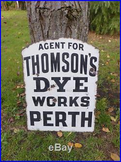 Vintage Original Thompson's Dye Works Perth Enamel Sign. Double Sided