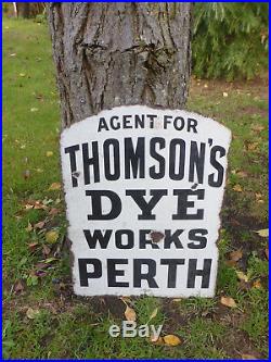 Vintage Original Thompson's Dye Works Perth Enamel Sign. Double Sided