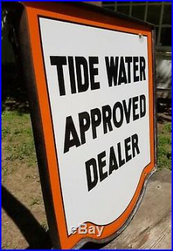 Vintage Original Tide Water Veedol Approved Dealer Porcelain Enamel Sign