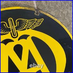 Vintage Original VGC Double Sided AA Enamel Sign 18 Round