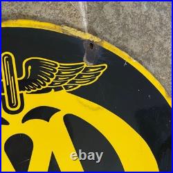 Vintage Original VGC Double Sided AA Enamel Sign 18 Round
