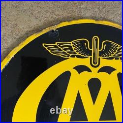 Vintage Original VGC Double Sided AA Enamel Sign 18 Round