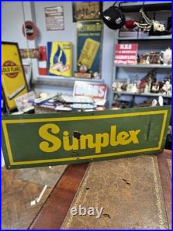 Vintage Original Vibrant Simplex Enamel Advertising Sign 92x31cm 3ft x 1ft Rare