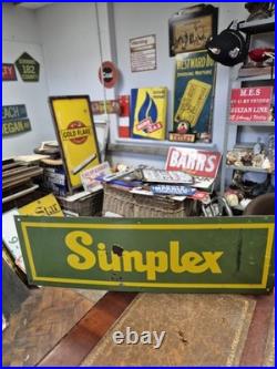 Vintage Original Vibrant Simplex Enamel Advertising Sign 92x31cm 3ft x 1ft Rare