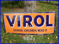 Vintage Original Virol Enamel Sign. School Children Need It