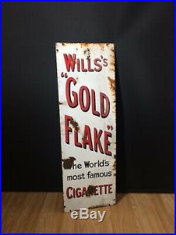 Vintage Original Wills Gold Flake Sign Man Cave Display Collectible enamel rare